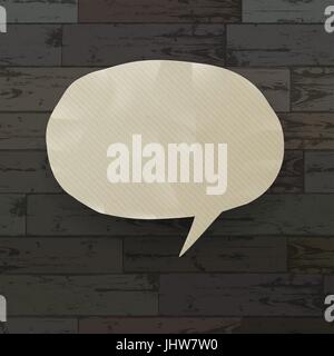 Speech bubble on wooden texture background. Vector illustration, EPS10 Stock Vector