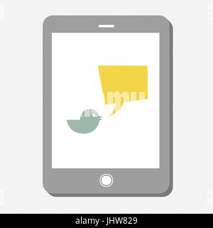 Tablet device with tweet bubble. Vector Stock Vector