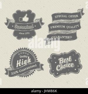 Vintage hand-drawn labels collection on textured paper. Vector illustration, EPS10 Stock Vector