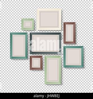 Group of Colorful Frames on Transparent Background Stock Vector