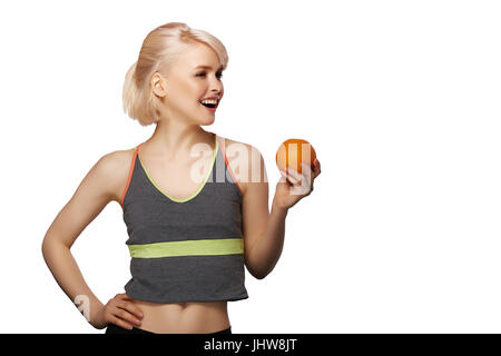 Slim woman is holding orange. Perfect female buttocks without cellulite.  Beautiful woman's butt in underwear. Body care and anti cellulite massage  Stock Photo - Alamy