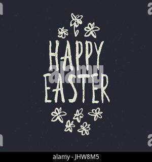 Easter Retro Card Design. Hand drawn, grunge calligraphic symbol for Easter. Stock Vector