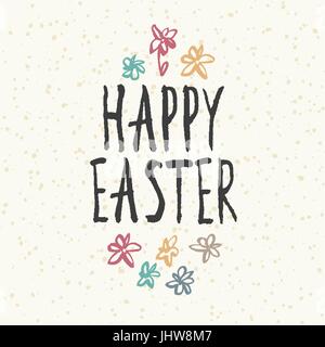 Easter greeting card. Easter design with abstract spring flowers, egg shaped. Stock Vector