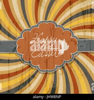 Happy Easter Card with Colorful Rays Background Stock Vector