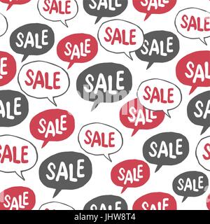 Hand Drawn Speech Bubble with "Sale" Word. Seamless Pattern Stock Vector