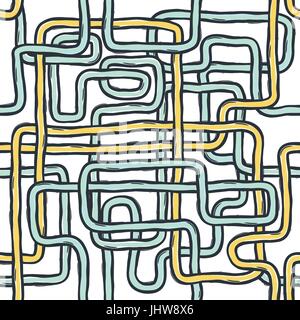 Tangled pipes. Seamless Pattern, Hand-drawn Stock Vector