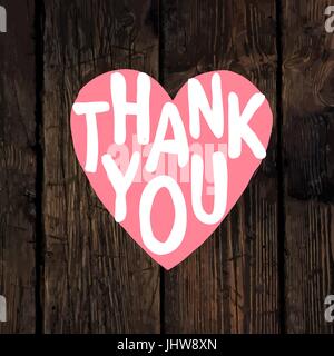 Thank You Card With Heart Label Stock Vector