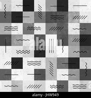 Retro monochrome vintage seamless pattern with lines Stock Vector