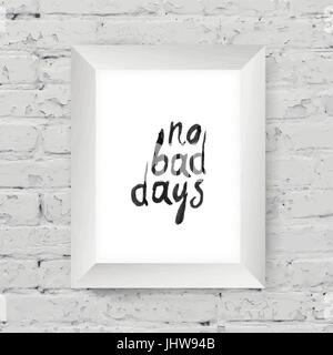 Motivational poster "small steps every day" in the art wooden frame on on white brick wall Stock Vector