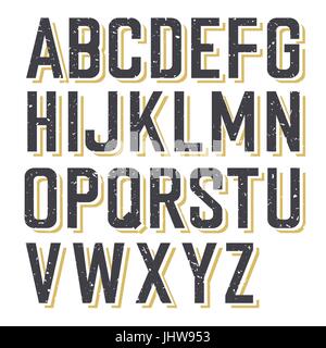 Retro Styled Textured Alphabet Stock Vector