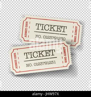 Two cinema tickets (pair). Isolated on transparent background, vector illustration. Stock Vector