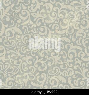 Seamless Vintage Floral Pattern. With Grunge Textured Background. Stock Vector