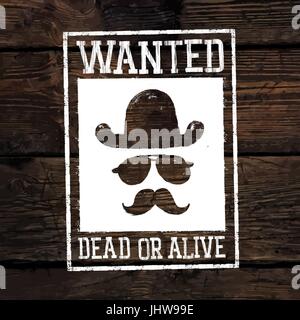 Old styled wild west poster "Wanted dead or alive...". On wooden wall texture Stock Vector