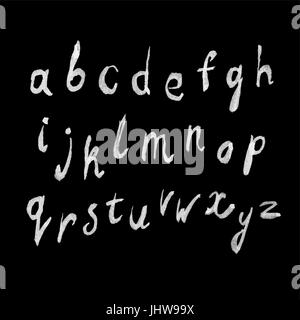 White paint hand-drawn alphabet on blackboard Stock Vector