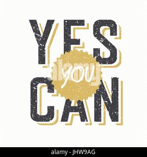 Retro Styled Textured Phrase 'Yes You Can' Stock Vector