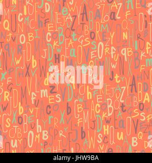 Colorful Different Letters. Alphabet Seamless Pattern. Hand-drawn vector illustration Stock Vector