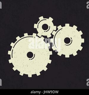 Grunge styled gears. Stock Vector