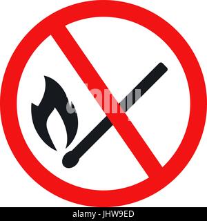 No fire sign icon on white background. Illustration flat vector eps10. Stock Vector