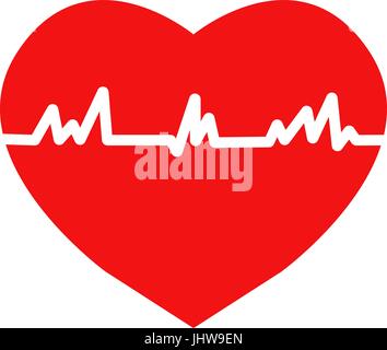 Flat trendy heart beat icon with ecg. Stock Vector