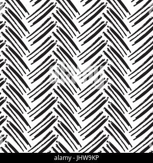 Herringbone Seamless Pattern. Monochrome vector pattern. Painted by Brush. Stock Vector