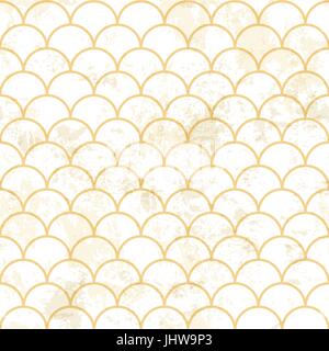 Blue asian fish scale retro pattern. Grunge and seamless. Grunge effects can be easily removed. Stock Vector