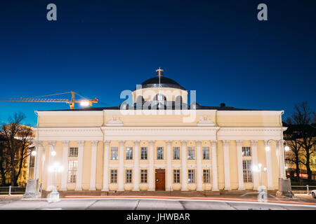 Helsinki, Finland. The National Library Of Finland In Lighting At Evening Or Night Illumination. Administratively The Library Is Part Of The Universit Stock Photo