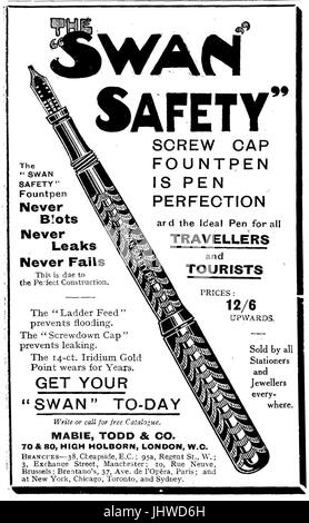 1916 advertisement for Swan fountain pens (UK) Stock Photo