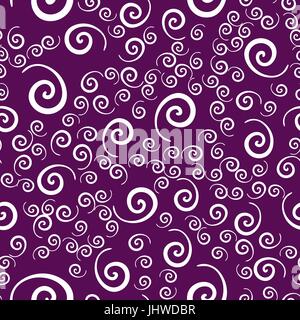 Seamless all-over Vintage Childish Swirls Pattern in Violet Color. Stock Vector