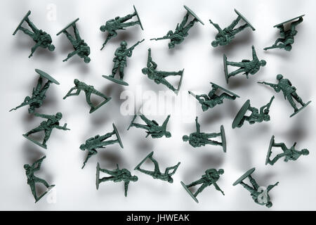 many toy soldiers taken from above Stock Photo
