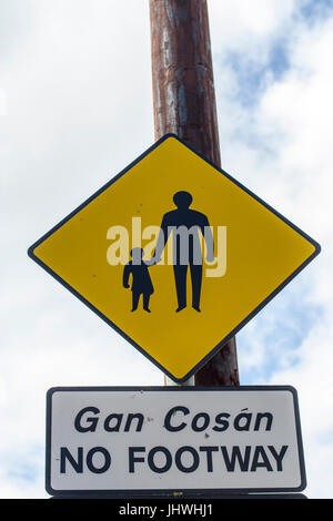 Street signs in Irish (as gaeilge) in Dublin Ireland Stock Photo