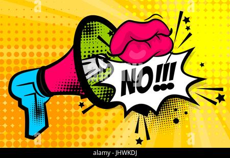 Megaphone pop art comic text NO Stock Vector