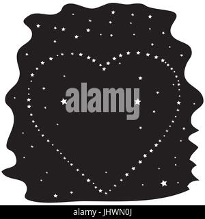 Heart of the stars on a black night sky, vector Stock Vector