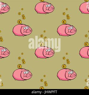 Seamless pattern with piggy bank  . Seamless pattern can be used for wallpaper, pattern fills, web page backgrounds, surface textures. Stock Vector