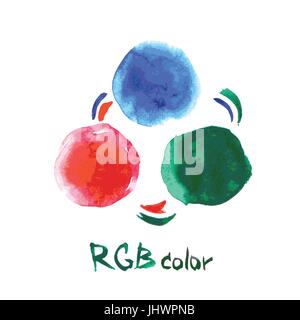 RGB color,watercolor, hand drawing, vector illustration Stock Vector
