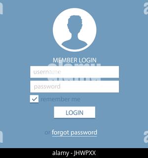Member Login Template. Simple and Flat. Stock Vector