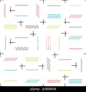 Geometric lines seamless pattern colorful. Thin lines pattern. Hipster themed abstract seamless pattern. Stock Vector