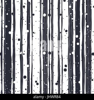 Abstract Hand Drawn Seamless Pattern with Black and White Lines and Dots. Vector Template for Packaging Designs and Invitation Cards Decoration etc Stock Vector