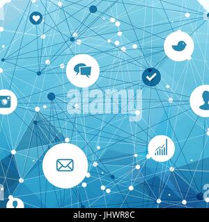Abstract blue connections background, vector Stock Vector