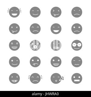 Emoticons Collection. Set of Emoji. Flat monochrome style. Different Emoticons. Vector illustration Stock Vector