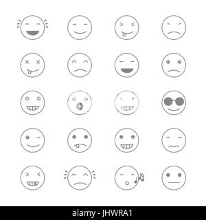 Emoticons Collection. Set of Emoji. Flat monochrome style. Different Emoticons. Vector illustration Stock Vector