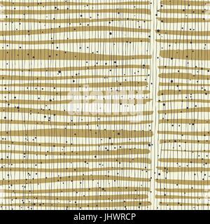 Vertical lines and dots on bold golden stripes. Hand-drawn seamless vector pattern Stock Vector
