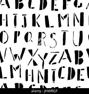 Hand-drawn Doodles Alphabet Seamless Pattern Stock Vector