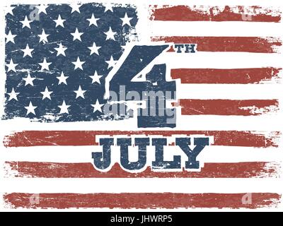 American Flag Grunge Background. Vector Template. Horizontal orientation. Stock Vector