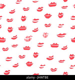 Seamless Many Red Lips Pattern Stock Vector