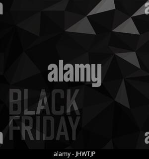 Black friday Sale Poster. Triangular Low Poly Dark Monochrome Pattern Stock Vector