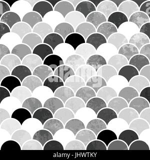 Fish scales monochrome Seamless Pattern Stock Vector
