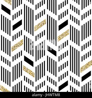 Seamless Chevron Pattern. Art Deco Abstract Background. Glittering Gold Foil Stock Vector