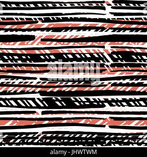 Abstract retro colors stripes pattern. Seamless hand-drawn lines vector design. Stock Vector