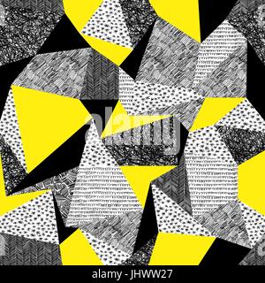 Geometric seamless pattern in retro style. Vintage background.Triangles and hand drawn patterns Stock Vector