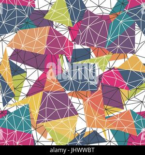 Low poly seamless repeat pattern. Triangular facets. Vector pattern. Colorful Wireframe Background Stock Vector